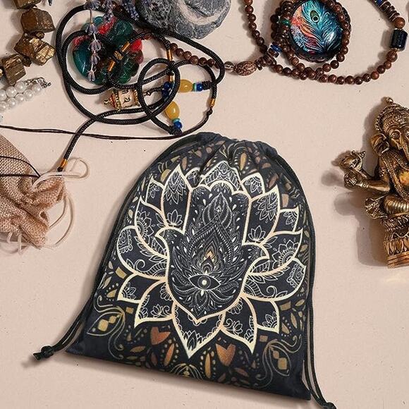 Set Of 6 Large Velvet Tarot Bags | Oracle Card Bags| Drawstring Storage Bag| - Picture 4 of 4